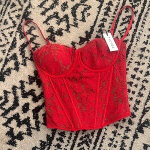 Cider Scarlet Lace Bustier
